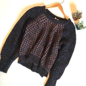 Anthro Moth Cropped Chunky Oversized Sweater